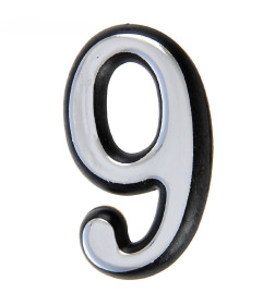 Цифра дверная АЛЛЮР большая пластик "9" хром