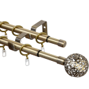 Карниз раздвижной Lm Decor  Ажур Ø16/19мм 1,6-3,0м 2-х рядный АНТИК