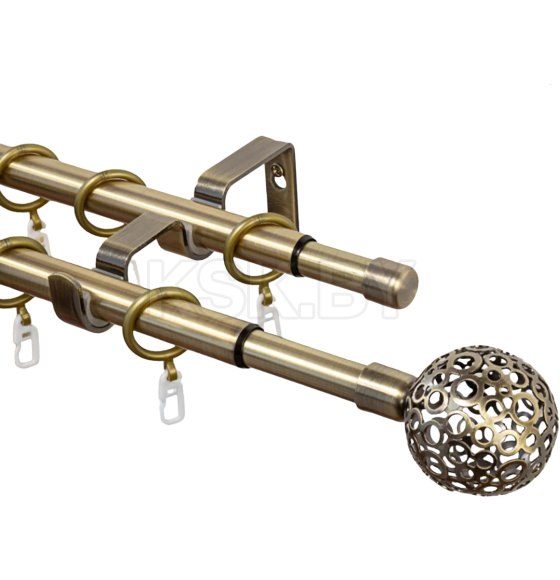 Карниз раздвижной Lm Decor  Ажур Ø16/19мм 1,6-3,0м 2-х рядный АНТИК