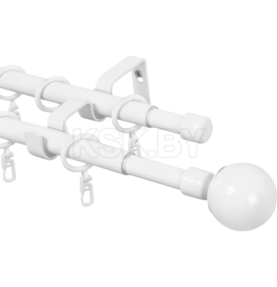 Карниз раздвижной Lm Decor  Сфера Ø16/19мм 1,6-3,0м 2-х рядный БЕЛ ГЛЯНЕЦ