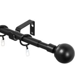 Карниз раздвижной Lm Decor  Сфера Ø16/19мм 1,6-3,0м 1 рядный ЧЕРНЫЙ МАТ