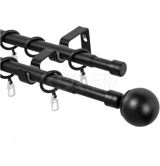 Карниз раздвижной Lm Decor  Сфера Ø16/19мм 1,6-3,0м 2-х ряд ЧЕРНЫЙ МАТ