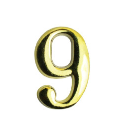 Цифра дверная АЛЛЮР "9" на клеевой основе золото