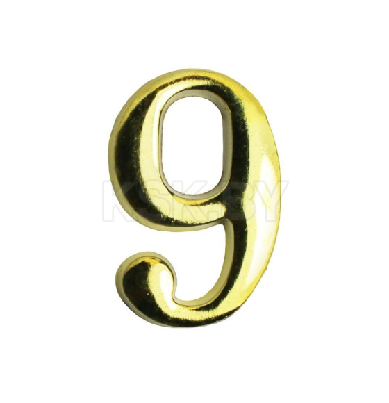 Цифра дверная АЛЛЮР "9" на клеевой основе золото (5083) 
