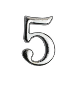 Цифра дверная АЛЛЮР "5" на клеевой основе хром