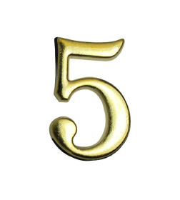 Цифра дверная АЛЛЮР "5" на клеевой основе золото