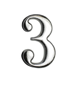 Цифра дверная АЛЛЮР "3" на клеевой основе хром