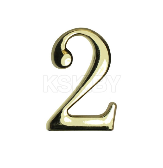 Цифра дверная АЛЛЮР "2" на клеевой основе золото (5061) 