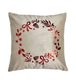 Наволочка декоративная MATEX XMAS. GARLAND. Размер: 40x40  кофейный, красный, бежевый меланж 42-631