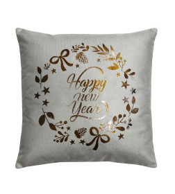Наволочка декоративная MATEX XMAS. GARLAND WITH WORDS. Размер: 40x40  светло-серый, бронзовый, бежевый 42-075