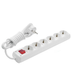 Удлинитель 6 розеток 2м c/з и выкл. белый BR-1566-2 Borsan