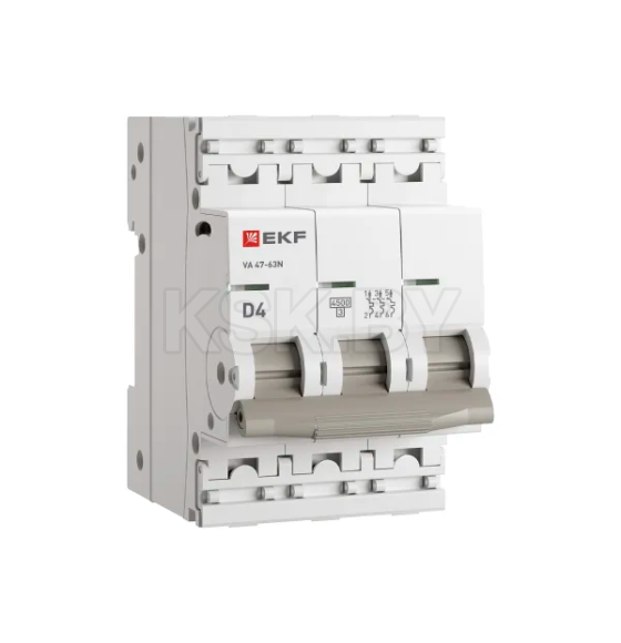 Выключатель автоматический ВА 47-63N 3P 4А (D) 4,5 кА PROXIMA EKF (M634304D) 