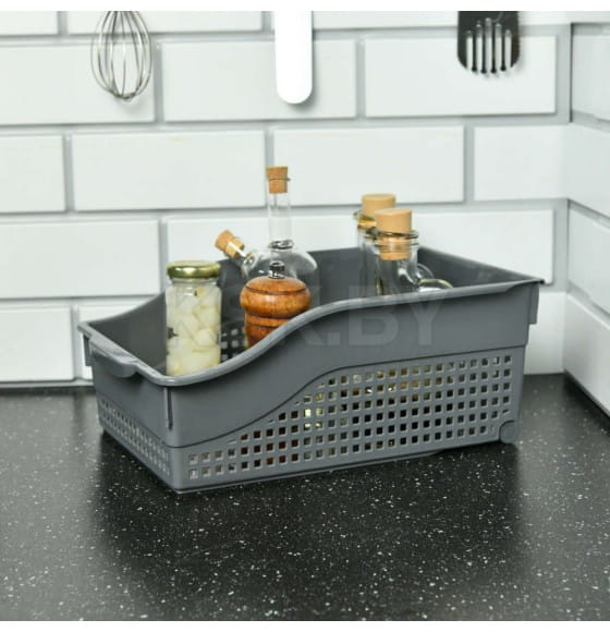 Контейнер "Лофт" хозяйственный на колесах широкий 305х210х125 (серый ) (622018) 