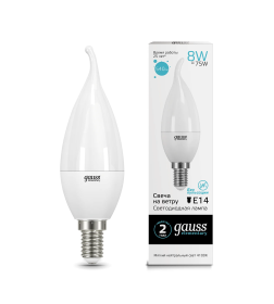 Лампа Gauss Elementary свеча на ветру 8W 540lm 4100K Е14 LED