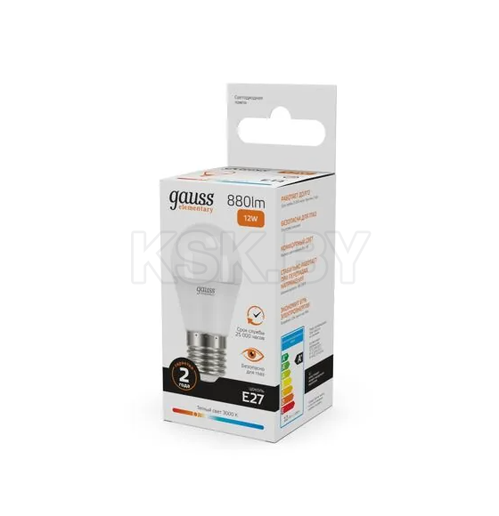 Лампа светодиод. Elementary E27 12W 220в. 3000K A60  Gauss (53212) 