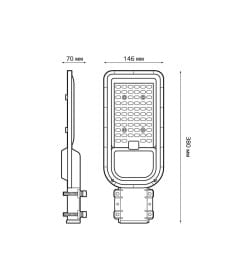 Светильник Уличный LED GAUSS Avenue IP65 380*146*70 80W 8000lm 6500K 200-240V КСС Ш