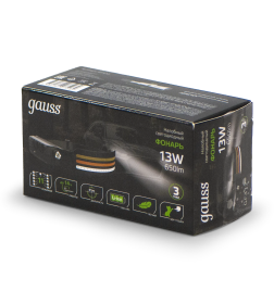 Фонарь налобный Gauss модель GFL412 13W 650lm Li-ion 1200mAh LED