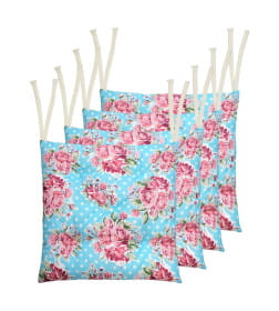 Подушка для сиденья MATEX HOMELY ЦВЕТЫ НА ГОРОХЕ (Комплект 4шт.)  Размер: 42x42  голубой, розовый, белый  68-020
