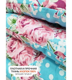 Подушка для сиденья MATEX HOMELY ЦВЕТЫ НА ГОРОХЕ (Комплект 4шт.)  Размер: 42x42  голубой, розовый, белый  68-020