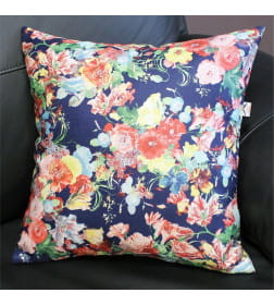 Наволочка декоративная 38x38 см, синий, красный, желтый ФЬЮЖН FRESCO. ЦВЕТЫ НА СИНЕМ MATEX 18-841