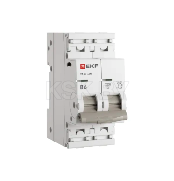 Выключатель автоматический ВА 47-63N 2P 6А (В) 4,5 кА PROXIMA EKF (M634206B) 