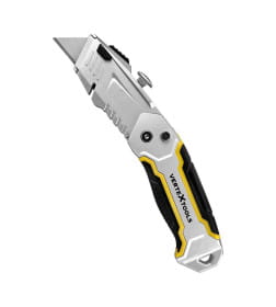 Нож складной авто PROFI, трапециевидный, TPR, комплект 3 лезвия VERTEXTOOLS