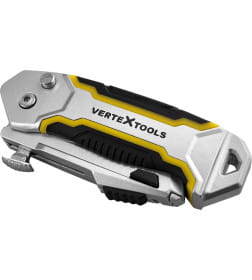 Нож складной авто PROFI, трапециевидный, TPR, комплект 3 лезвия VERTEXTOOLS