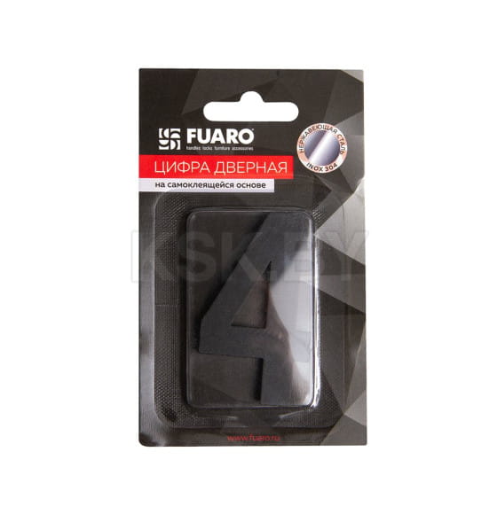 Цифра "4" самоклеящаяся Fuaro SS304 (50х30мм) BL черный (46965) 