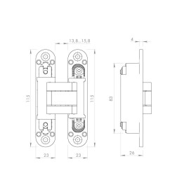 Петля скрытой установки Armadillo U3D3000 VPG SC мат хром (упаковка 2 шт.)