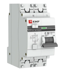 Дифференциальный автомат АД-32 1P+N 32А/30мА (хар. C, A, электронный, защита 270В) 6кА EKF PROxima