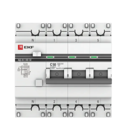 Дифференциальный автомат АД-32 3P+N 50А/300мА (хар. C, AC, электронный, защита 270В) 4,5кА EKF PROxima