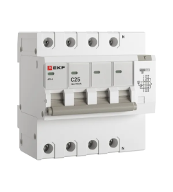 Дифференциальный автомат АД-4 25А/ 30мА (хар. C, AC, электронный) 6кА EKF PROxima