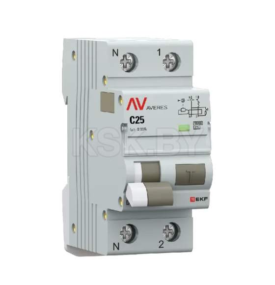 Дифференциальный автомат DVA-10 1P+N 25А (C) 30мА (A) 10кА EKF AVERES (rcbo10-1pn-25C-30-a-av) 
