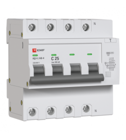 Дифференциальный автомат АД-4 25А/100мА (хар. C, AC, электронный) 6кА EKF PROxima