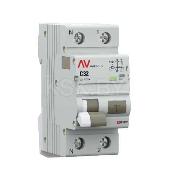 Дифференциальный автомат DVA-10 1P+N 32А (C) 30мА (AC) 10кА EKF AVERES (rcbo10-1pn-32C-30-ac-av) 