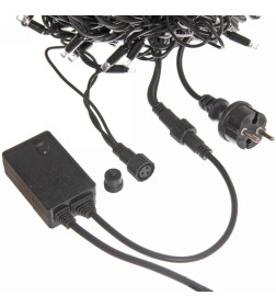 Гирлянда для улицы 7м 80 ламп LED чёрный провод, 8 реж, Белый (возможность соединения) IP54