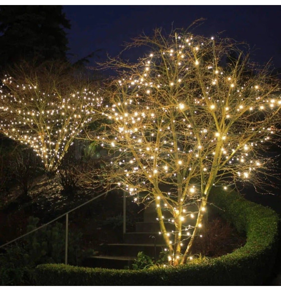 Гирлянда для улицы 7м 80 ламп LED чёрный провод, 8 реж, Белый (возможность соединения) IP54