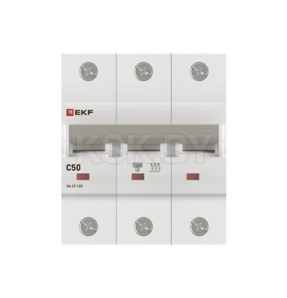 Выключатель автоматический ВА 47-125 3P 50А (C) 15кА PROXIMA EKF (mcb47125-3-50C) 