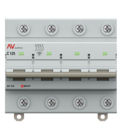 Выключатель автоматический AV-125 4P 125A (C) 10kA EKF AVERES
