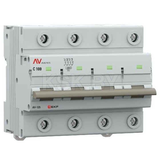 Выключатель автоматический AV-125 4P 100A (D) 10kA EKF AVERES (mcb125-4-100D-av) 