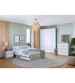 Комод "Лори" 4 ящика (дуб серый/белый) МЛК 639-0758-72