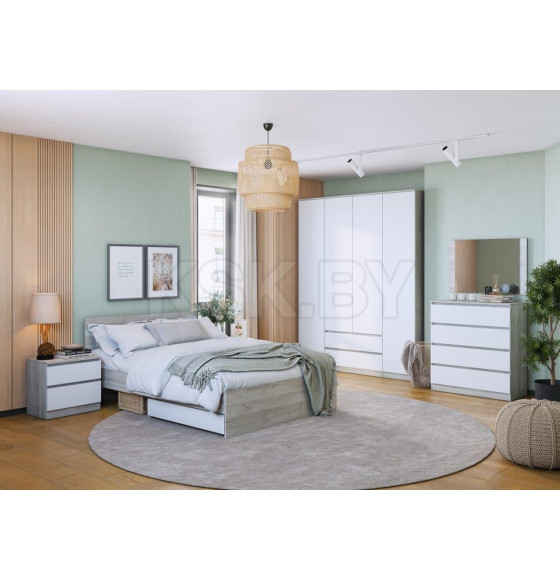 Комод "Лори" 4 ящика (дуб серый/белый) МЛК 639-0758-72 (639-0758-72) 