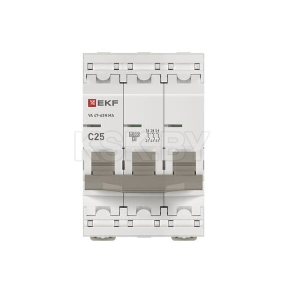 Выключатель автоматический ВА 47-63N MA 3P 25А (C) 6кА без теплового расцепителя PROXIMA EKF (M63MA6325C) 