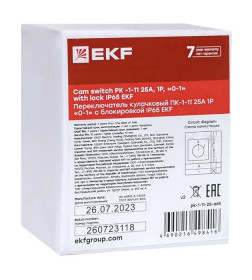 Переключатель кулачковый ПК-1-11 25А 1P "0-1" с блокировкой IP65 EKF PROxima