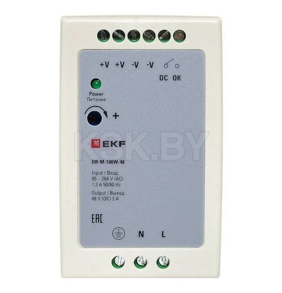 Блок питания на дин рейку 100Вт,Uвх ~ 220 В AC m, Uвых - 48 В DC постоянного тока (DR-M-100W-48) 