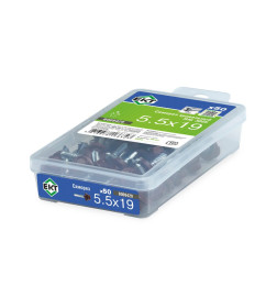 Саморез кровельный с резин. прокл. 5.5х19 сверло PT3, RAL 3005 (красное вино) в пласт.контейнере, ЕКТ (упак/50шт)