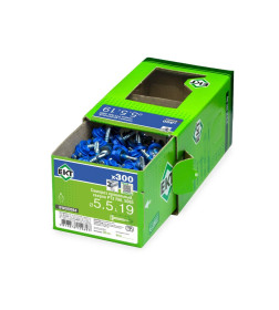 Саморез кровельный с резин. прокл. 5.5х19, сверло РТ3, RAL 5005 (насыщенный синий) в коробке с окном (упак/300шт)