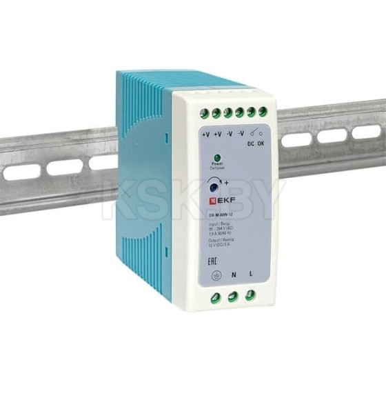 Блок питания на дин рейку 60Вт,Uвх ~ 220 В AC m, Uвых - 12 В DC постоянного тока (DR-M-60W-12) 