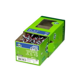 Саморез кровельный с резин. прокл. 5.5х19, сверло РТ3, RAL 3005 (красное вино) в коробке с окном (упак/300шт)