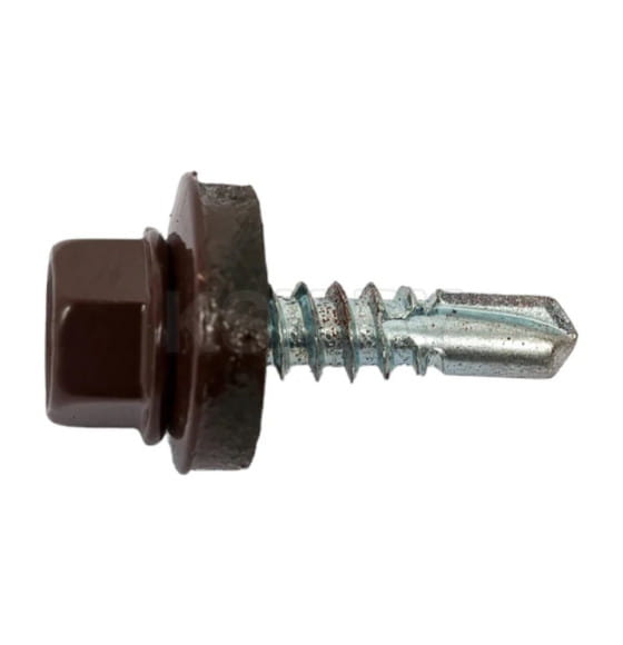 Саморез кровельный 5,5х19 PT3. RAL 8017 (темно-коричневый), в пласт. контейнере (упак/50шт) (B009341) 